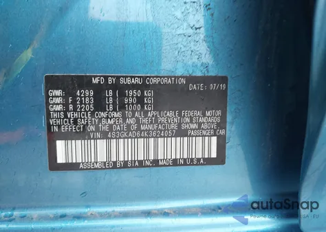 2019 Subaru Impreza Premium from USA, damaged, VIN 4S3GKAD64K3624057